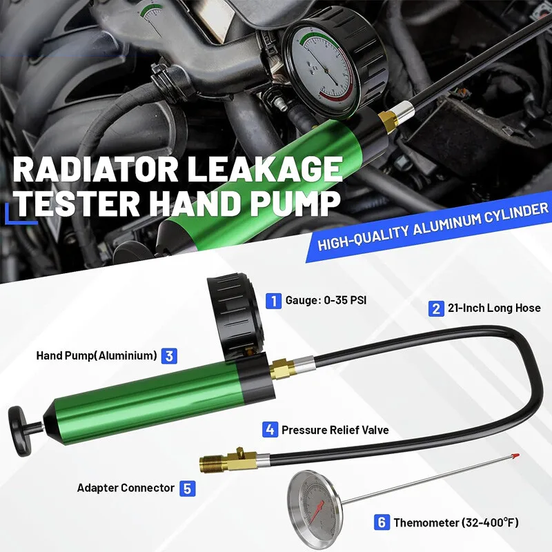 ชุดทดสอบแรงดันระบบหล่อเย็น 28 ชิ้น ชุดทดสอบแรงดันหม้อน้ำแบบสุญญากาศ ชุดเติมน้ำยาหล่อเย็น