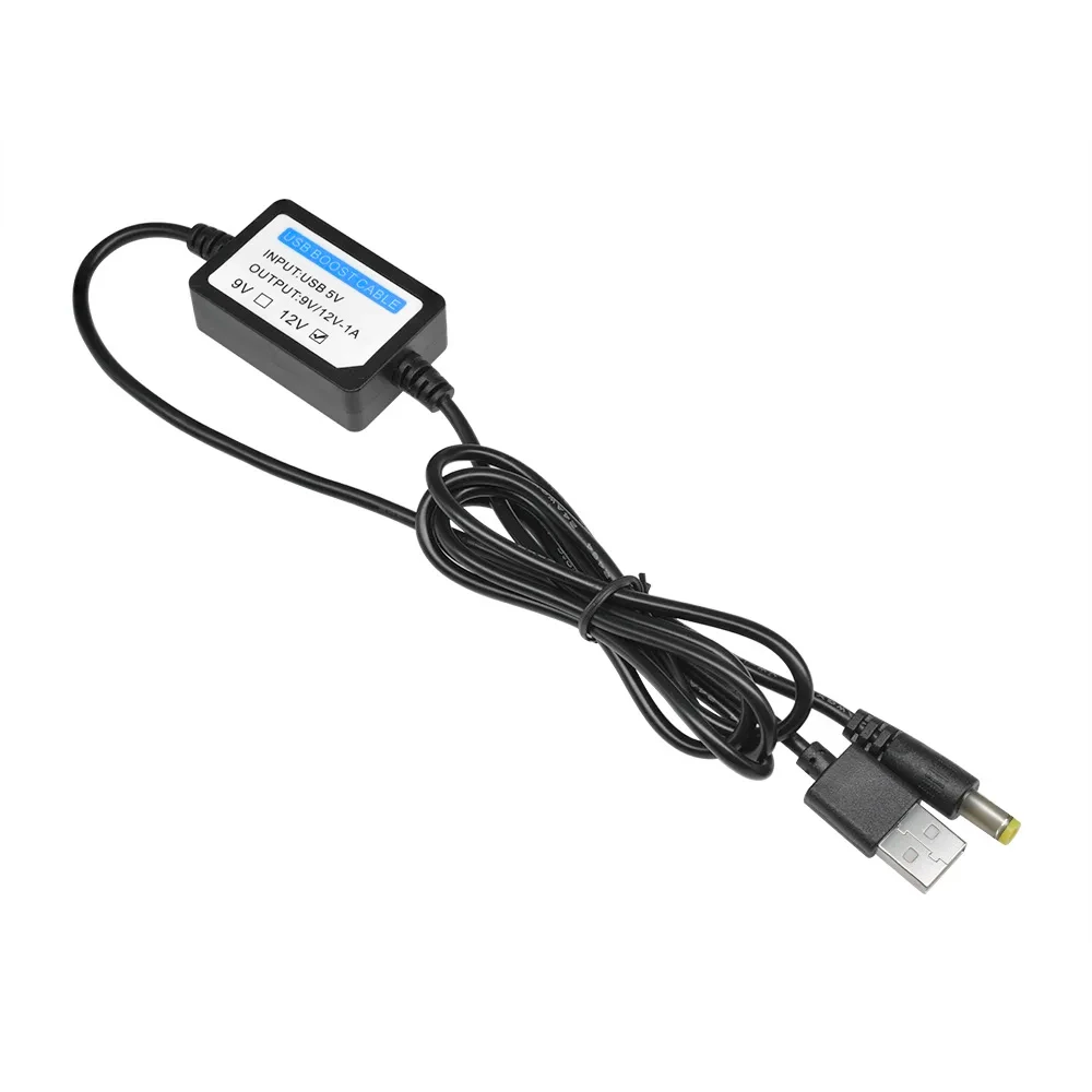 USB Charge Power Boost Cable DC 5V to 9V/12V 1A 2.1x5.5mm Step UP Converter Adapter USB Cable with Boost Component