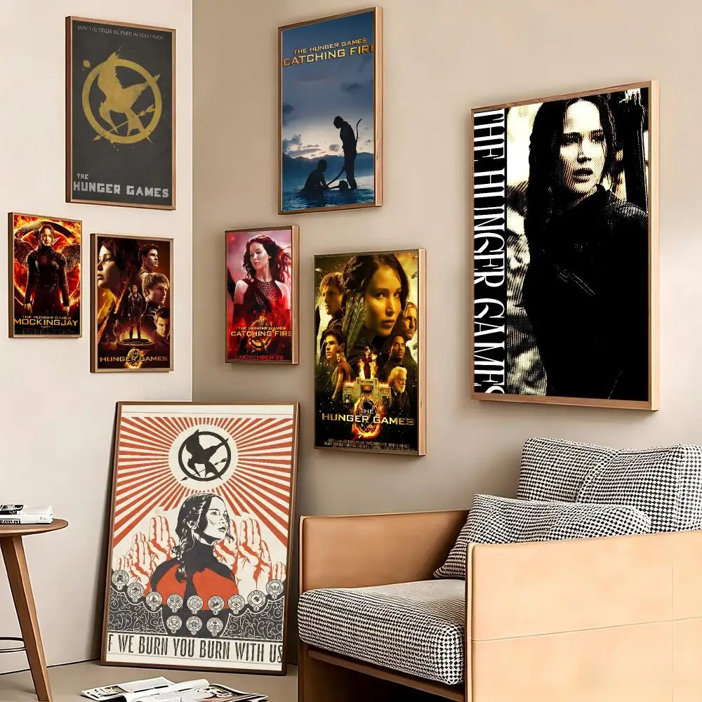 Klassisches Filmplakat „The Hunger Games“, HD-kunstvolles, selbstklebendes, wasserfestes Poster für Wohnzimmer und Schlafzimmer
