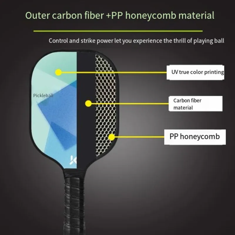 2 Pickleball Paddle Merk Van Goede Kwaliteit Koolstofvezel Verdikte Board Racket, Binnen En Buiten Concurrerende Glasvezel Racket Set