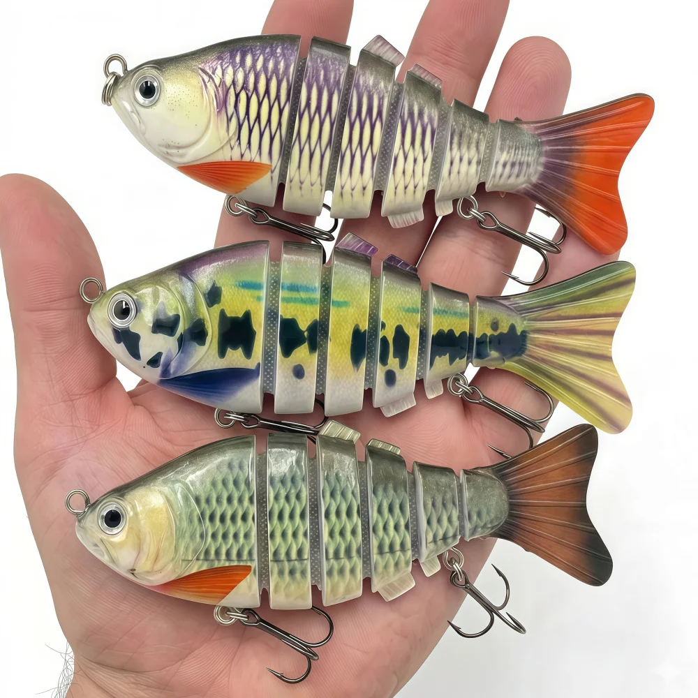 Fishing Lures with Hooks, Wiggling, Rattling for More Bite, Easy Catch ABS Swimbaits for Bass, Trout, Walleye, Crappie