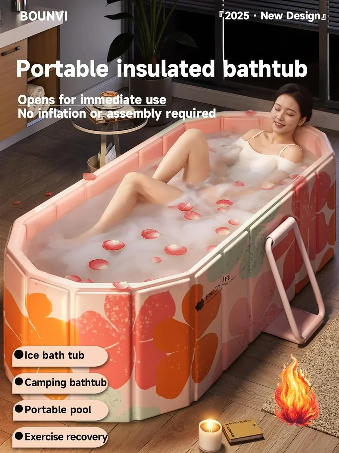 

Портативная изолированная ванна 59 дюймов, ванна для ледяных ванн для спортсменов, надувная ванна для душа, ванна для ледяных процедур с крышкой, ванны.