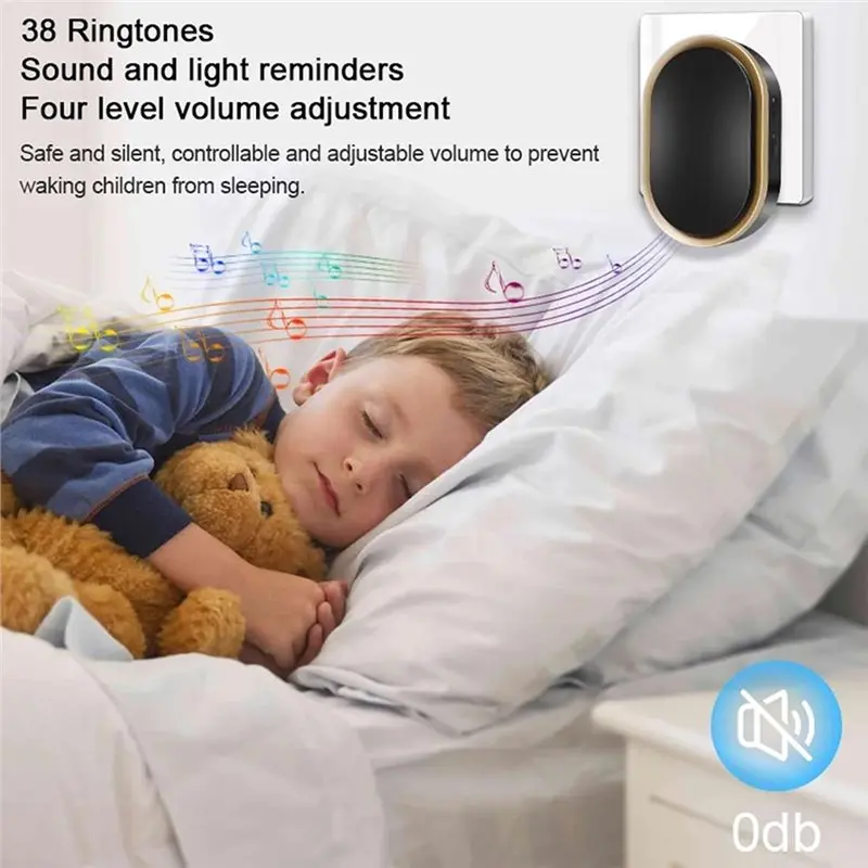 ABSQ-Kit de timbre inteligente, Kit de timbre inalámbrico de 60 campanas con Kit de timbre remoto de 300M, Ideal para el hogar y la Oficina