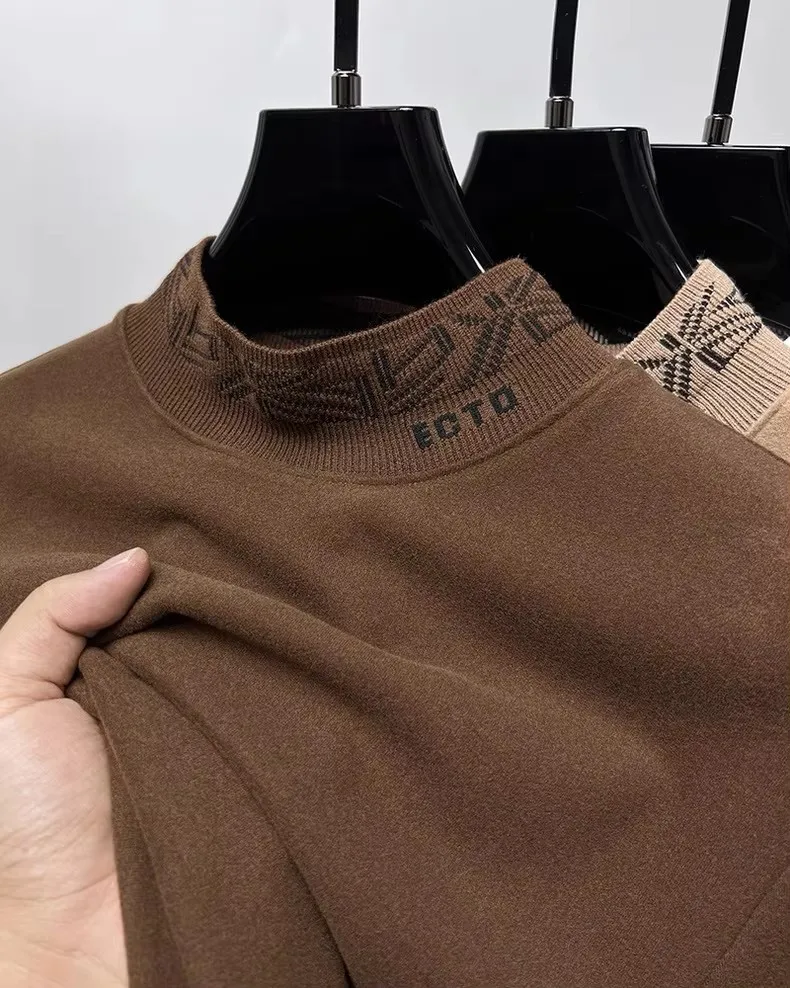 Высококачественная бутиковая футболка с круглым вырезом и вышивкой с длинными рукавами мужская осенне-зимняя новая трендовая брендовая корейская повседневная теплая футболка