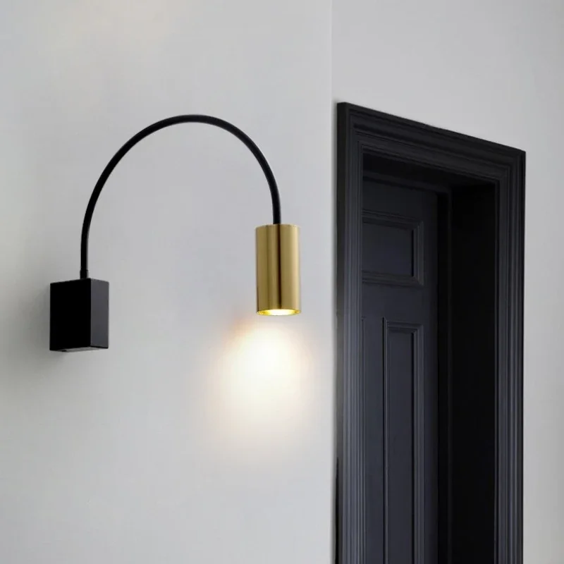 Minimalist Bend Tube Profile Wall Lamp LED Golden Arch Rotatable Metal Art Dining Room Restaurant Living Room Home Decor