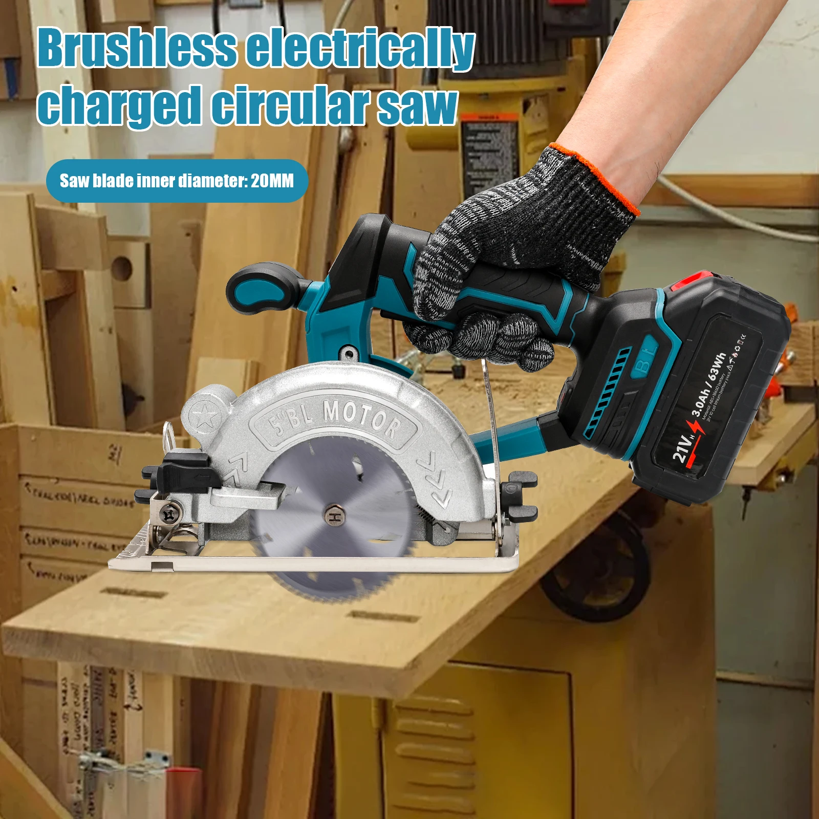 5 بوصة 125 مللي متر فرش منشار دائري كهربائي قابل لإعادة الشحن عالي الطاقة أداة قطع النجارة اللاسلكية لبطارية ماكيتا 18 فولت #6