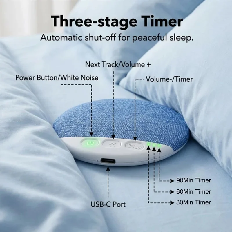 Bone-Conduction Pillow Speaker, Bluetooth Bedside Speaker, Sleep Speaker, Silent Operation, Side-Sleeping Speaker
