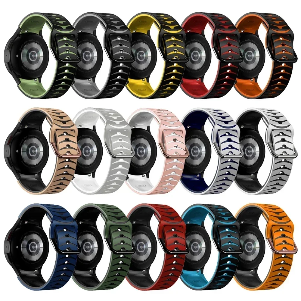 Ремешок силиконовый для Samsung Galaxy Watch 6 5 4 44 мм 40 мм, спортивный браслет для Galaxy Watch 6 Classic 43 мм 47 мм
