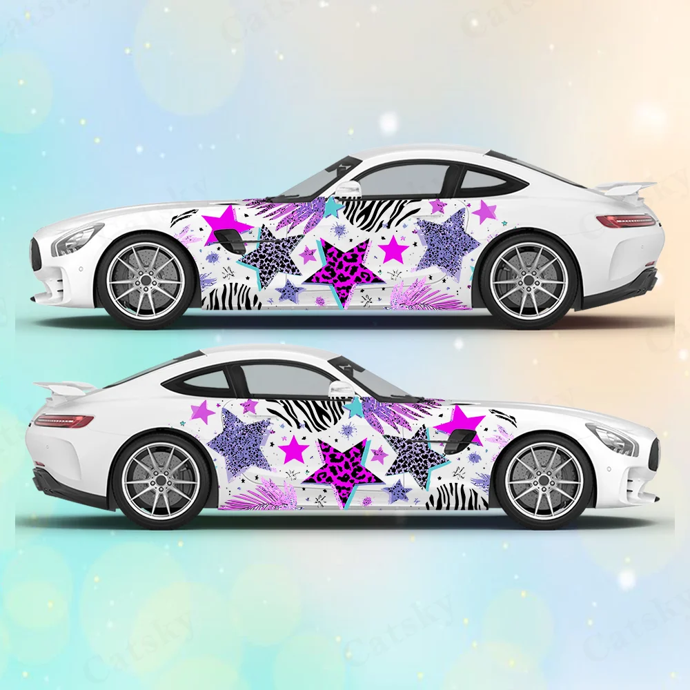 Leopard Zebra Pattern Star Car Vinyl Wraps Decal Self-adhesive PVC Sticker Suitable for Trucks SUV Decor Auto Accessories Gift