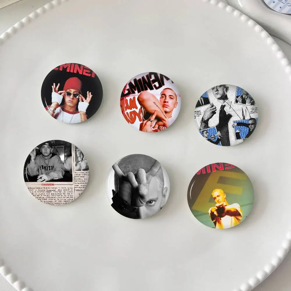 Super Rapper Eminems Cartoon Broschen Anime Abzeichen Runde Handgemachte Brosche Anstecknadeln Schmuck Für Rucksack Kleidung Geschenke
