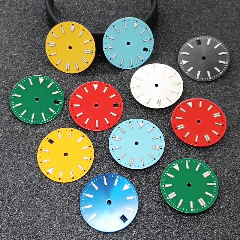 28.5mm sterile luminous yellow black blue green watch dial is suitable for NH35/8215/2836 movement watch accessories