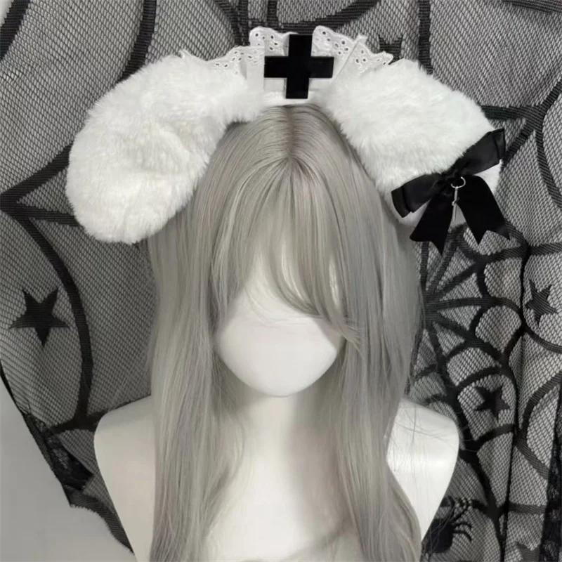 

Лолита кроличьи уши монахиня косплей головной убор шпилька костюм головной убор клип Jirai Kei кружевной бант аксессуары Y2k вечерние реквизит на Хэллоуин