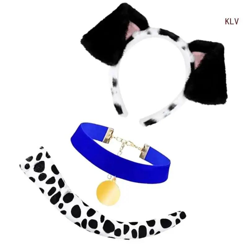 Disfraz animal para cosplay Halloween que incluye diadema con orejas perro, cola y guante 6XDA