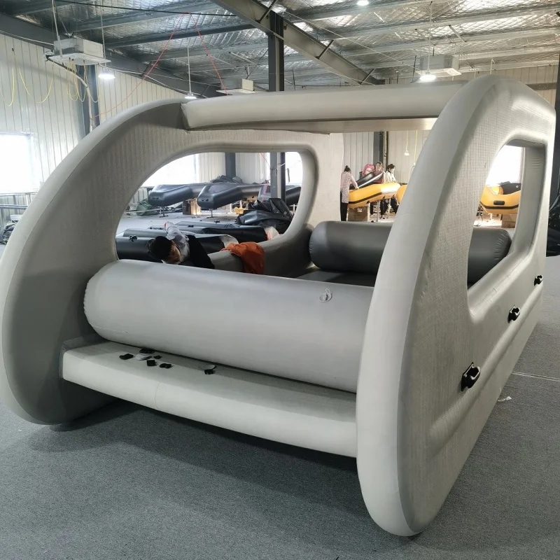 Portable Catamaran Party Lounge Luxury Inflatable Boat House Cruising Pontoon Foldable Inflatable Camping House Boat