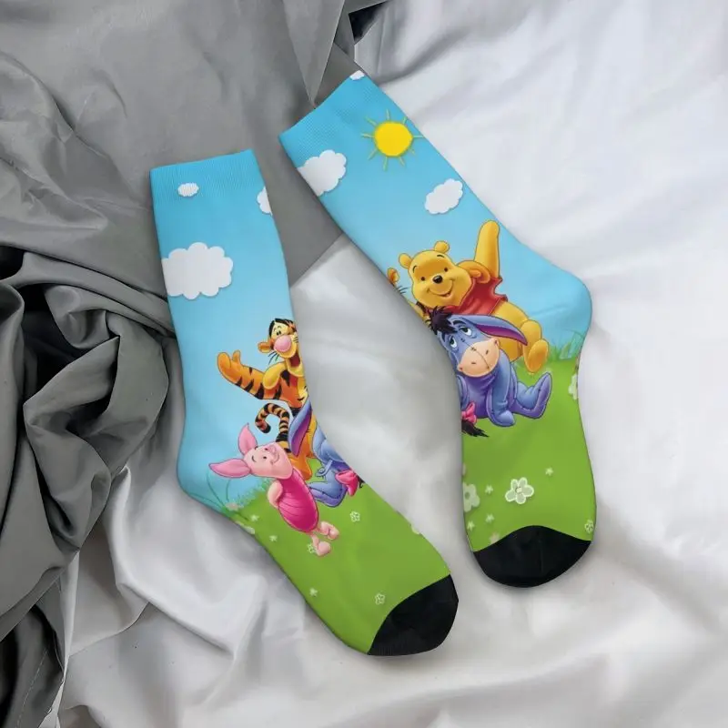 Novelty Mens Cartoon Bear Winnie The Pooh Dress Socks Unisex Comfortable Warm 3D Printing Crew Socks