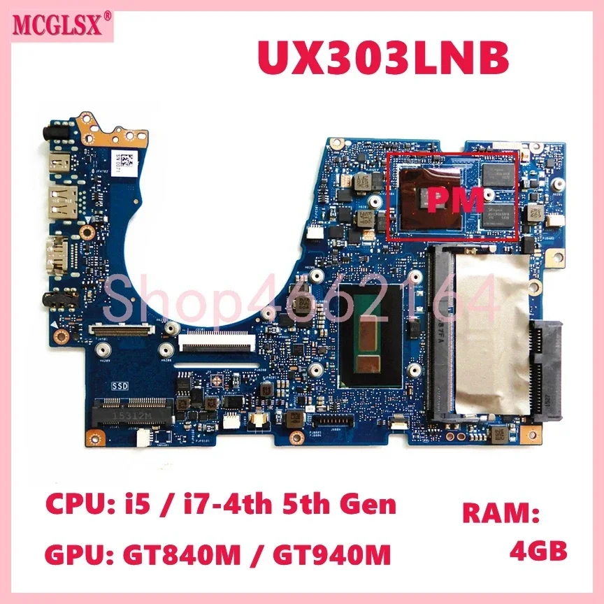 UX303LNB i3 i5 i7-4th 5th Gen CPU 4GB-RAM Mainboard For ASUS UX303L UX303LA UX303LAB UX303LN UX303LB UX303LNB Laptop Motherboard