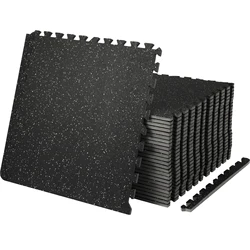 SucceBuy 25/12/6 PCS 1/2 in Thick Gym Floor Mats EVA Foam & Rubber Top Interlocking Workout Floor Mats Waterproof Exercise Mats