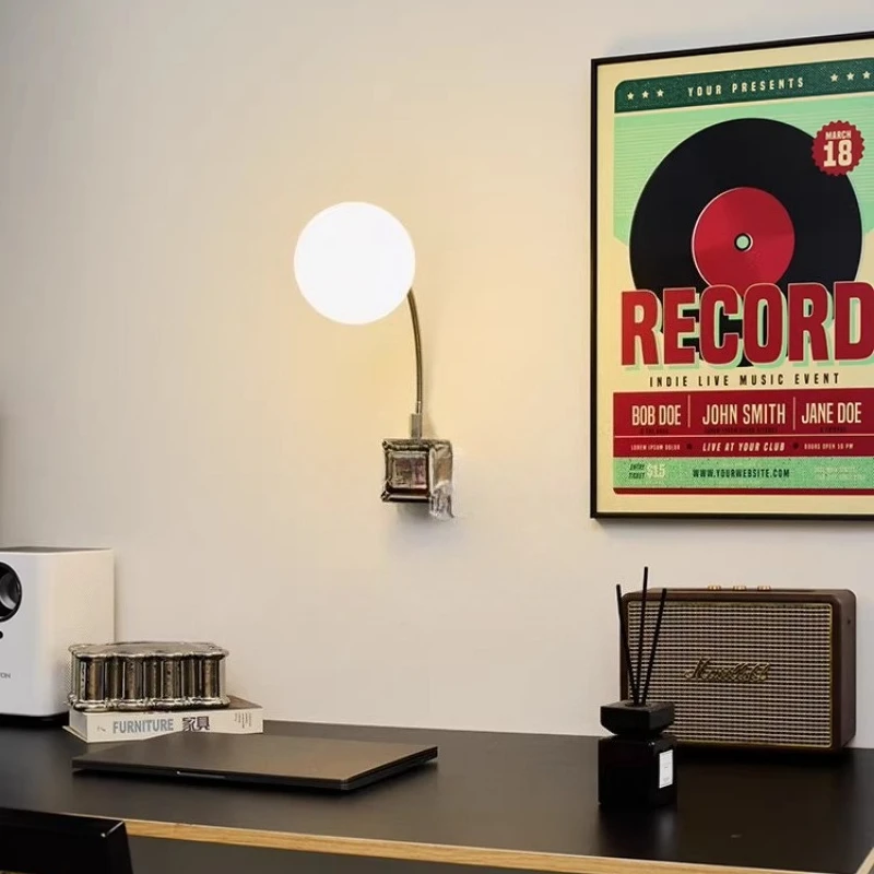 

Настенный светильник в стиле середины века с гибкой штангой, регулируемый, для чтения у кровати, декоративное освещение для спальни