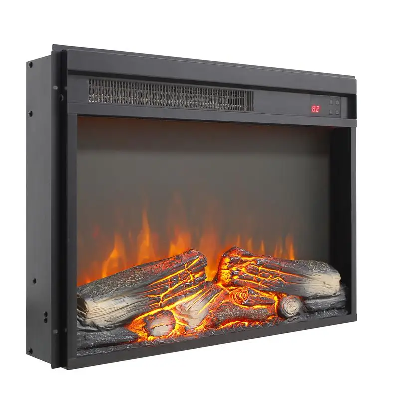 

23" Electric Fireplace Insert, Ultra-Thin Heater with Log Set & Realistic Flame, Remote Control, Timer & Overheat Protection