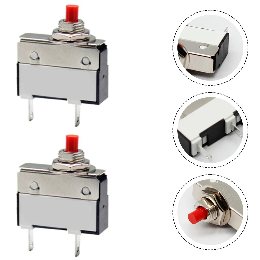 2Pcs 1.5A 125/250V AC 50V DC Manual Reset Push Button Thermal Overload Protector For Blenders Vacuum Cleaners Microwaves Parts