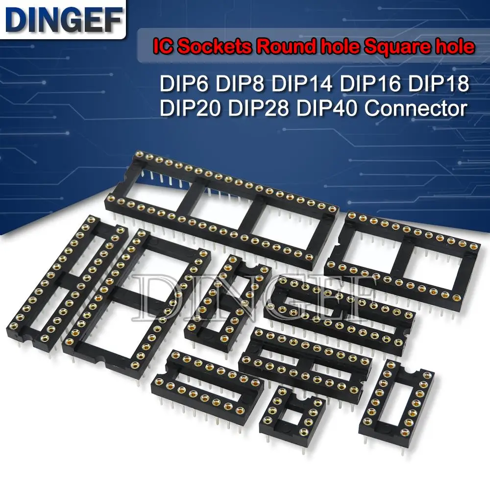 10PCS Square Round IC Sockets DIP6 DIP8 DIP14 DIP16 DIP18 DIP20 DIP28 DIP40 Connector DIP Socket 6 8 14 16 18 20 24 28 40Pins