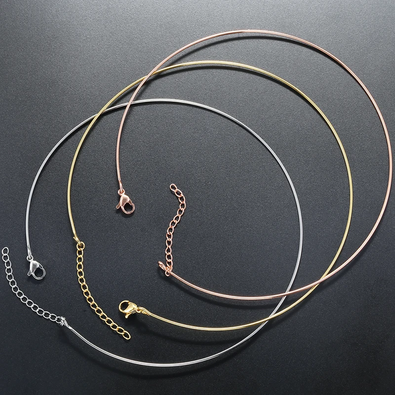 Edelstahl Feiner Runder Choker mit Karabinerverschluss, Verstellbar, Hypoallergen, Verblassungsbeständig, Schmuckherstellungszubehör: VL817 – Detail 2
