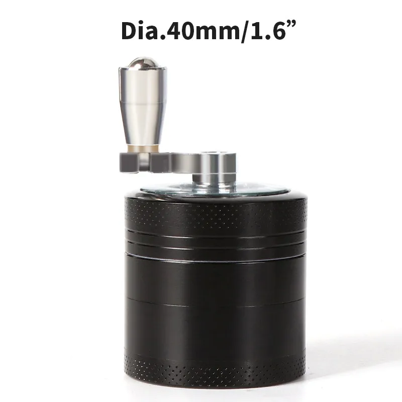 Herb Tobacco Grinder 4 Layers Zinc Alloy Herb Crusher Machine Spice 40MM Mill Grinding Hand Muller Crank