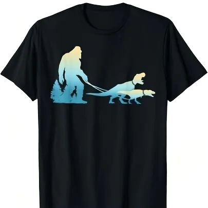 Bigfoot Walking T-Rex Dinosaurs Funny Sasquatch Dinosaur T-Shirt