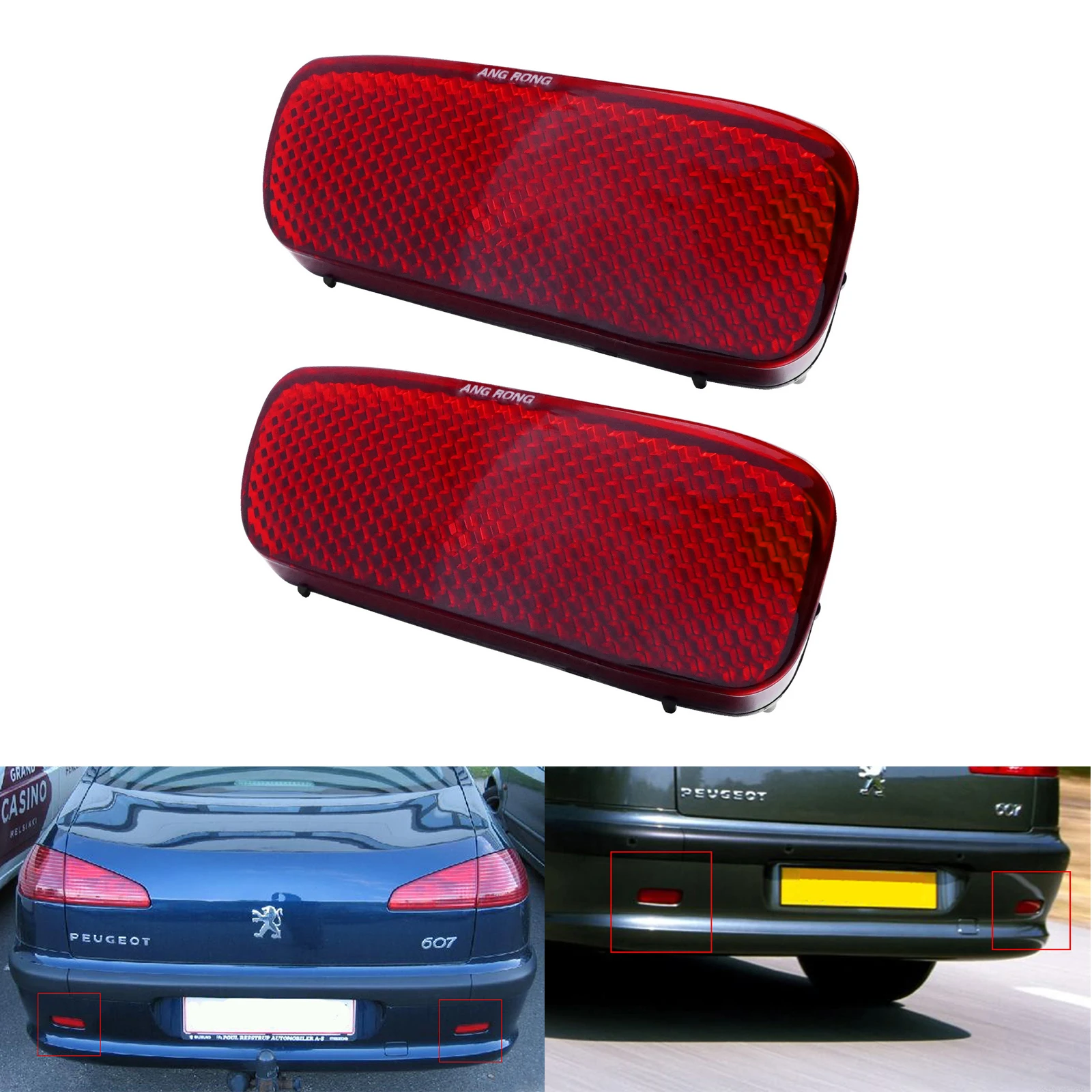 1 Par de Reflectores Rojos para Parachoques Trasero para Fiat Scudo Citroen C1 C5 para Peugeot 107 206 607 Expert, Pieza de Carrocería, Izquierdo+Derecho