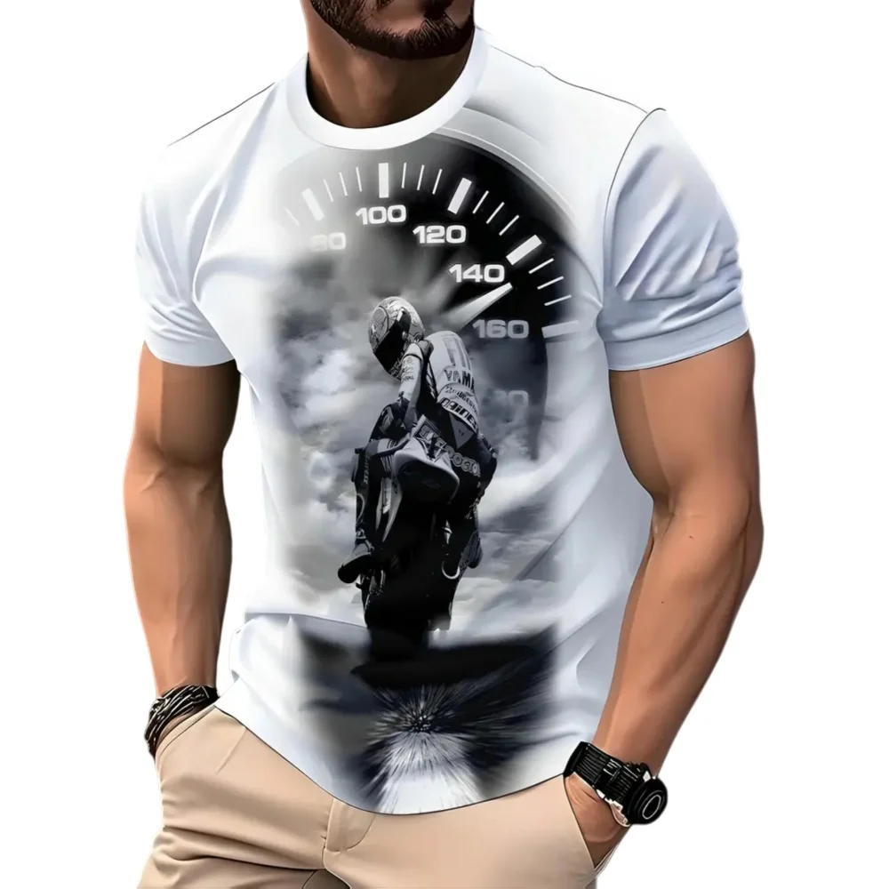 

Новая и модная мотоциклетная мужская футболка с креативным узором и 3D-печатью для летней улицы, повседневного отдыха, спортивного стиля