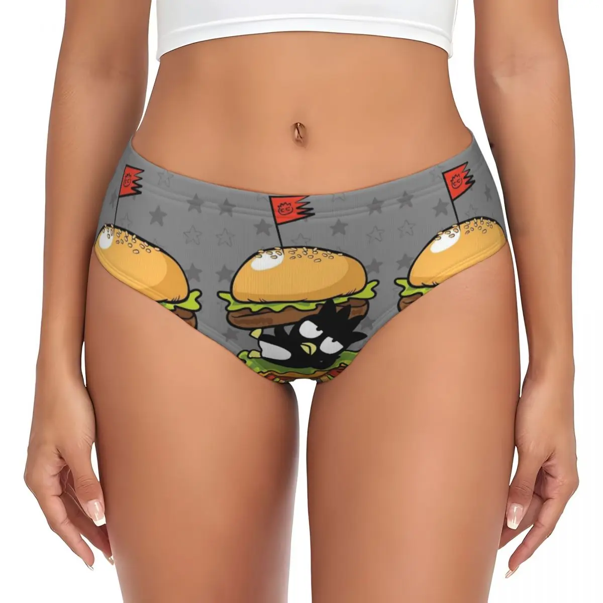 Custom Women's Bad Badtz Maru Hamburger Panties Breathable Briefs Underwear