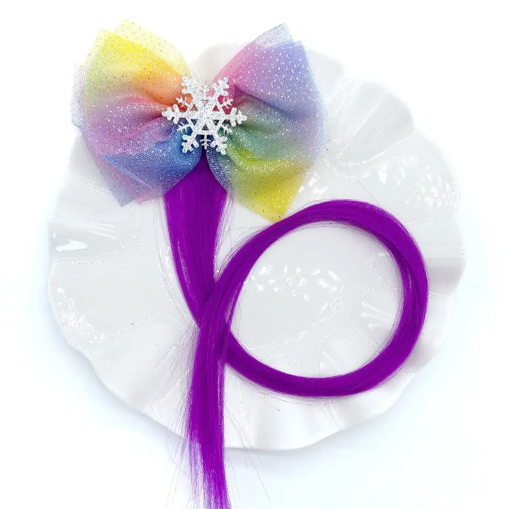 Trendy Bow Cute Headwear Fake Braid Snowflake Bangs Clip Korean Style Children Hairpin Hair Accessory Girl Wig Hair Clip