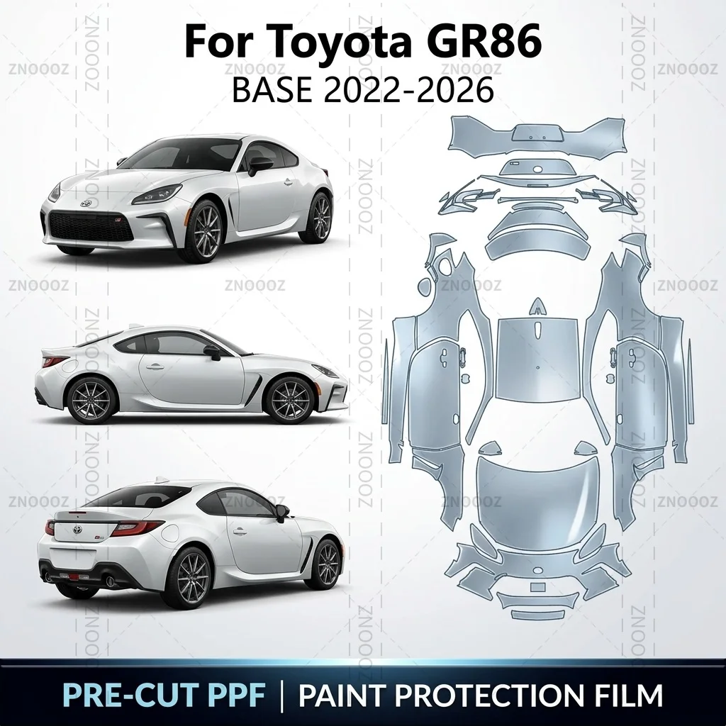 Für 2022-2026 Toyota GR86 BASE Vorgeschnittene PPF Lackschutzfolie 8,5mil Selbstheilende TPU Vollfahrzeug Glänzende Klare Mattschwarze Folie
