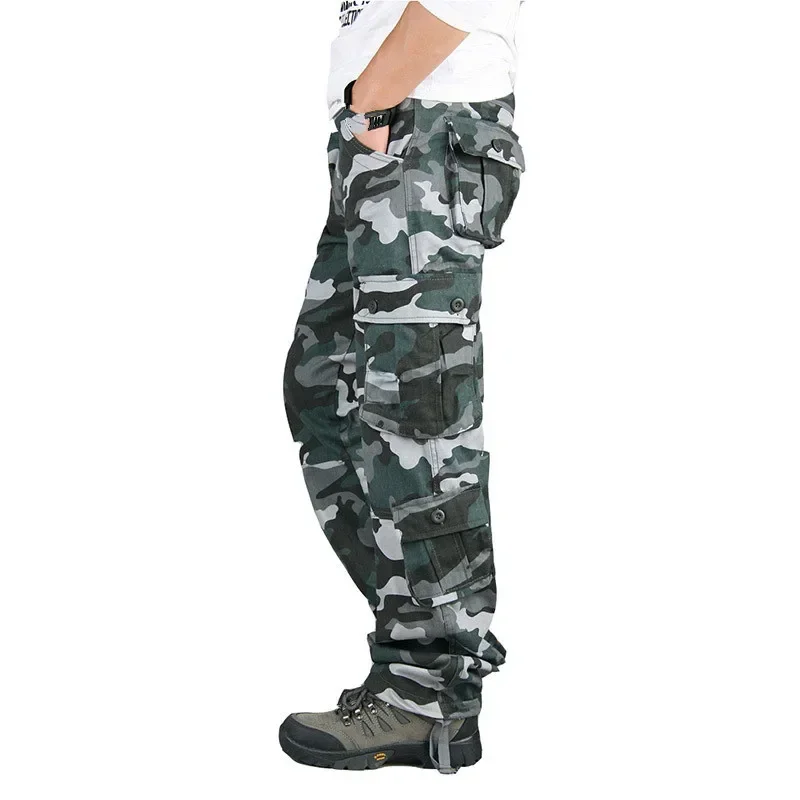 Camouflage Camo Cargo Pant Men Casual Multi-pockets Baggy Combat Loose Trousers Overall Army Military Tactical Pants Hombre 44