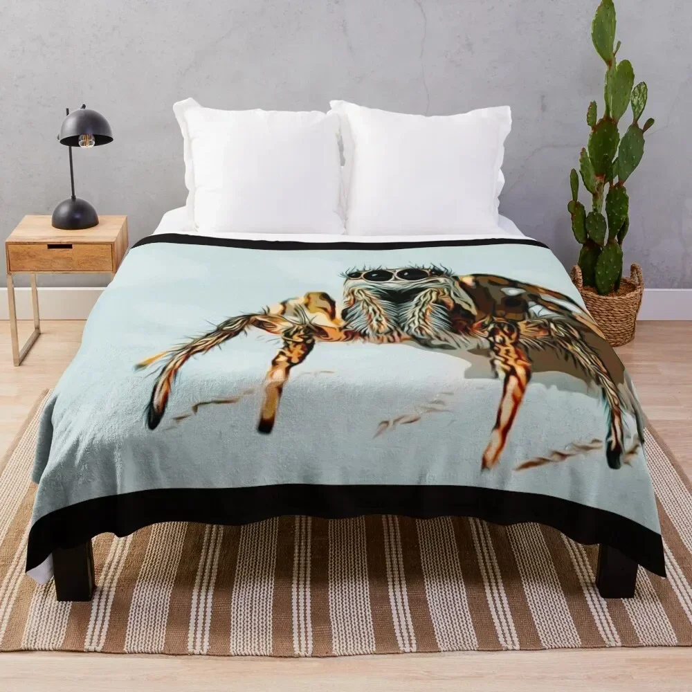 

Jumping spider Throw Blanket manga Flannel Fabric Blankets