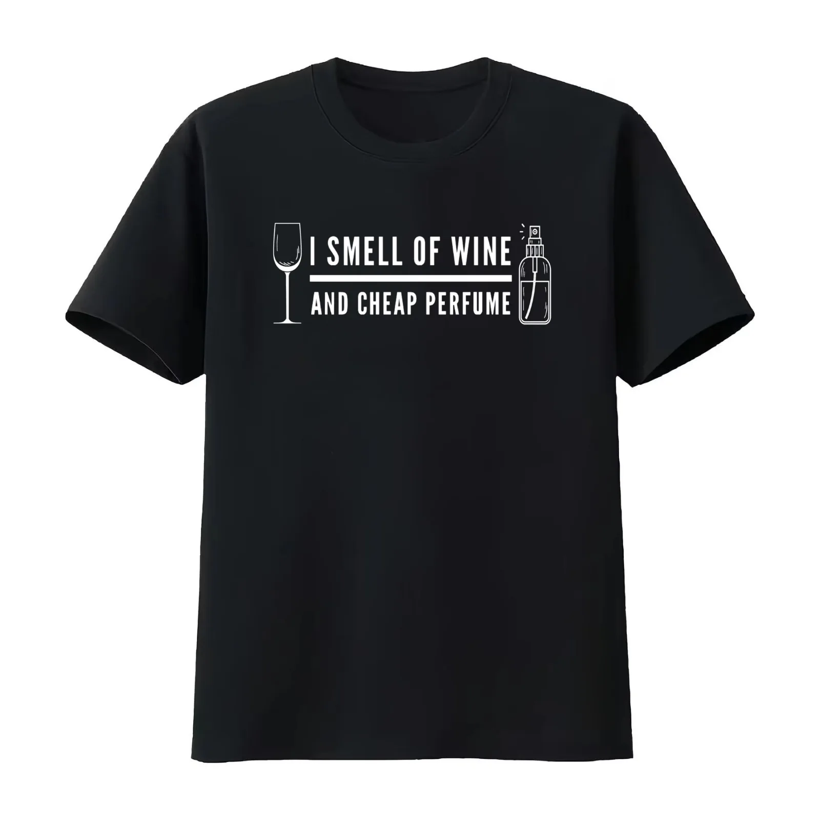 I Smell Of Wine And Cheap Perfume T-Shirt Summer Casual Cotton Tee Oversized Streetwear Tops Vintage Graphic Print
