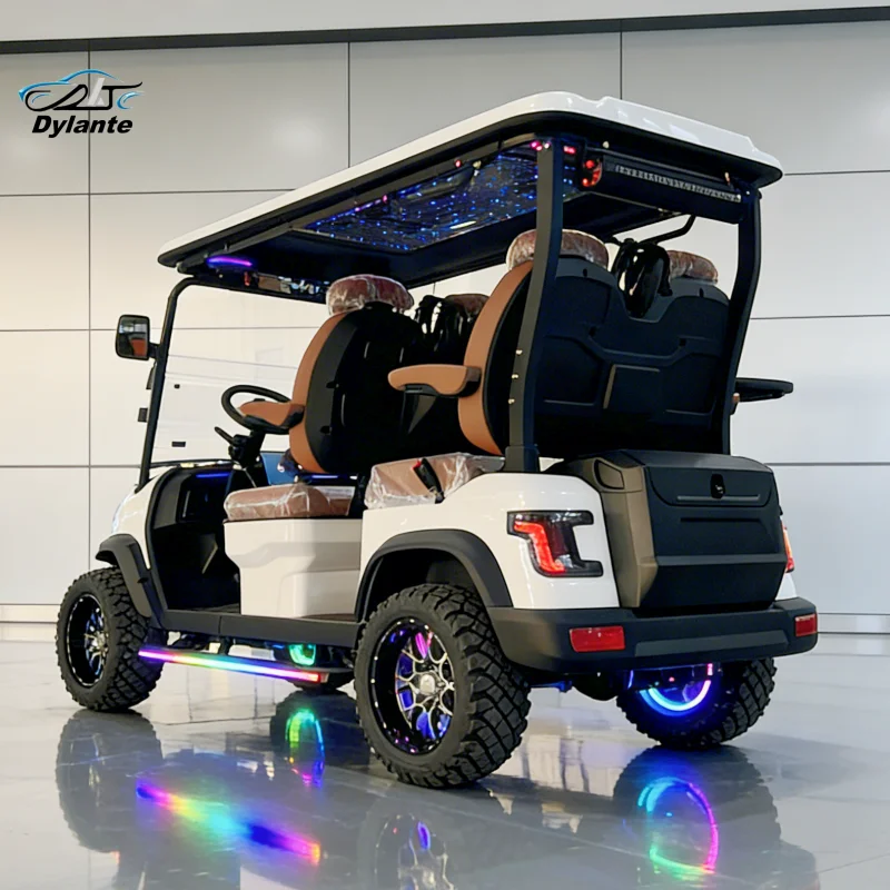 New 4 Seater Starry Sky Roof Electric Golf Cart with 60V 4kw Independent Suspension Hunting Cart All Terrain Off-road Vehicle