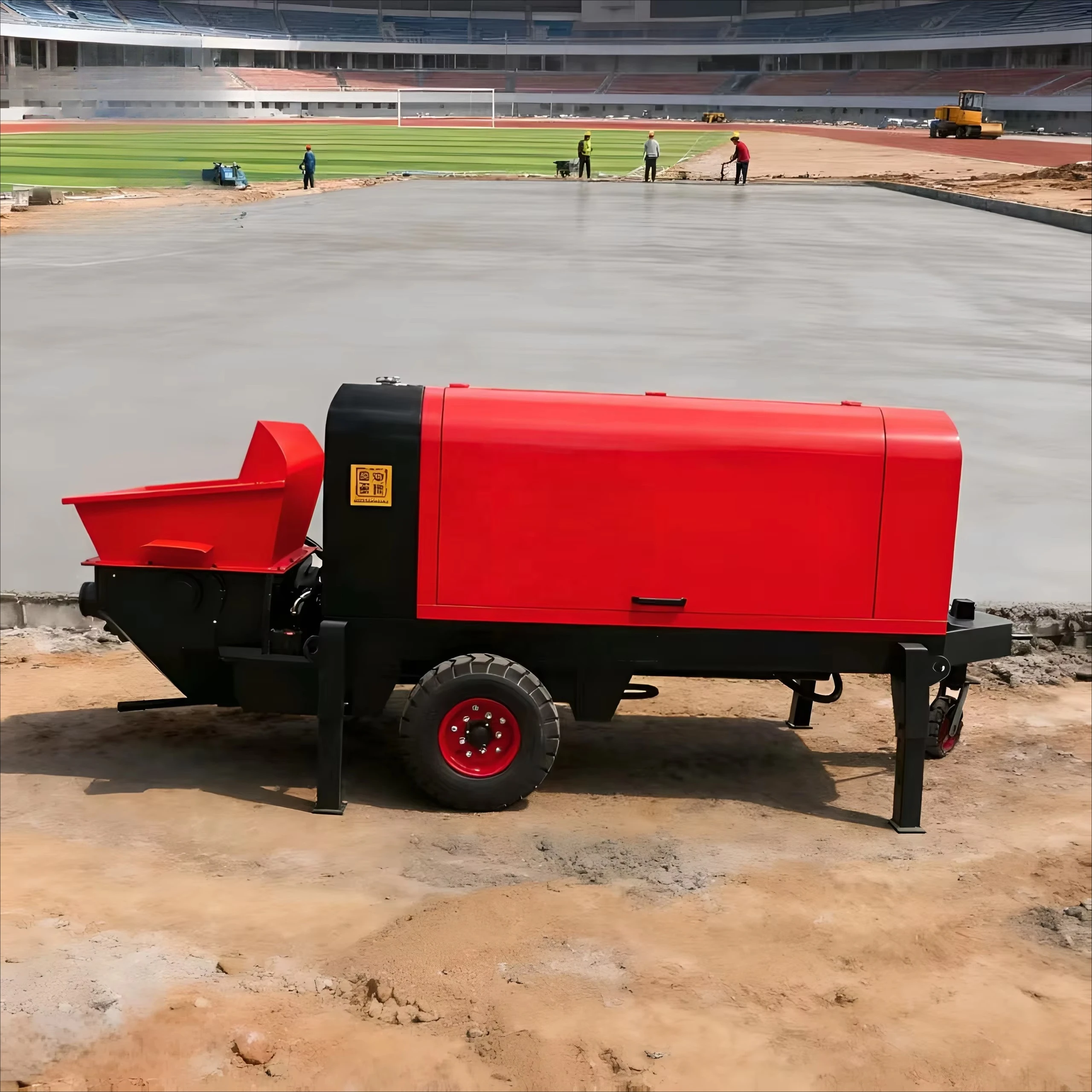 22KW Mobile Trailer Concrete Pump Truck 30-40M Vertical Distance Cement Pump Cement Mortar Transportation