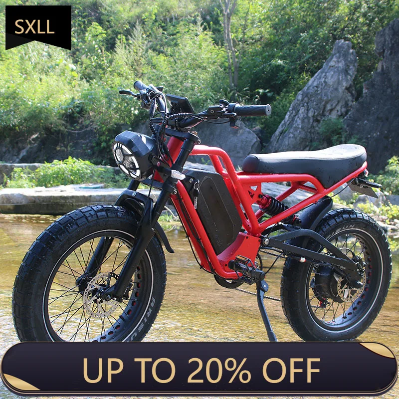 

SXLL City commuter electric bicycle 1500 watt motor rechargeable 52v lithium battery electronic system time-saving fat bicycle