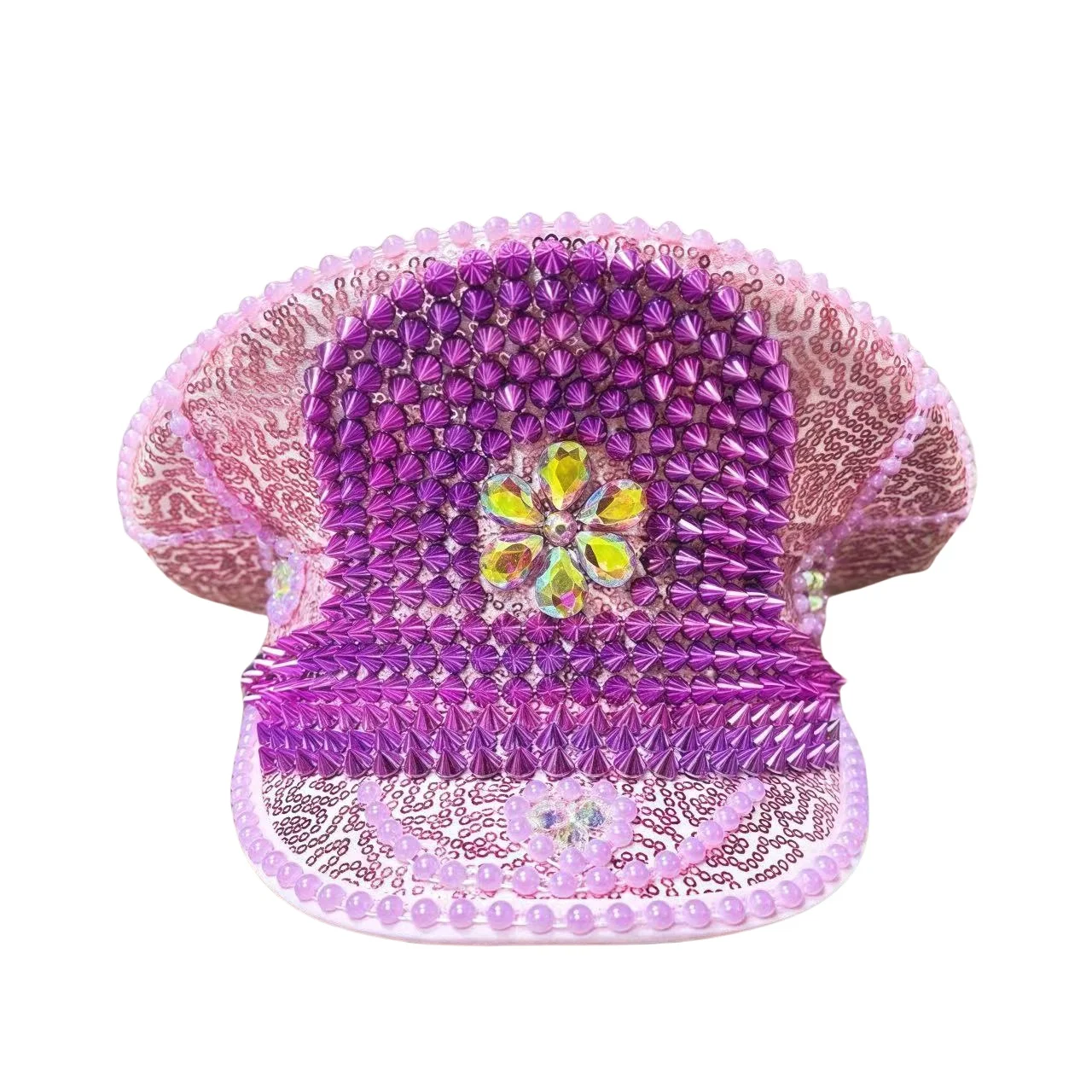 HongLuan Halloween Kostüm Hut, Kapitän Hüte Strass für Burning Man Festival Frau, Cosplay Weibliche Accessoires