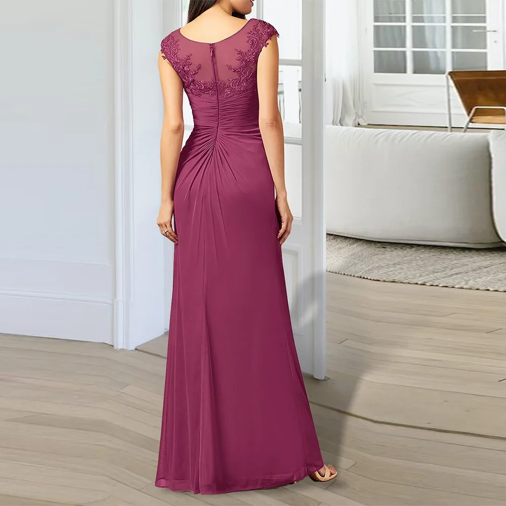 Customized Lace Chiffon Mother of The Bride Dresses for Women  Mother of The Groom Dress Lace Applique Wedding Guest Gowns