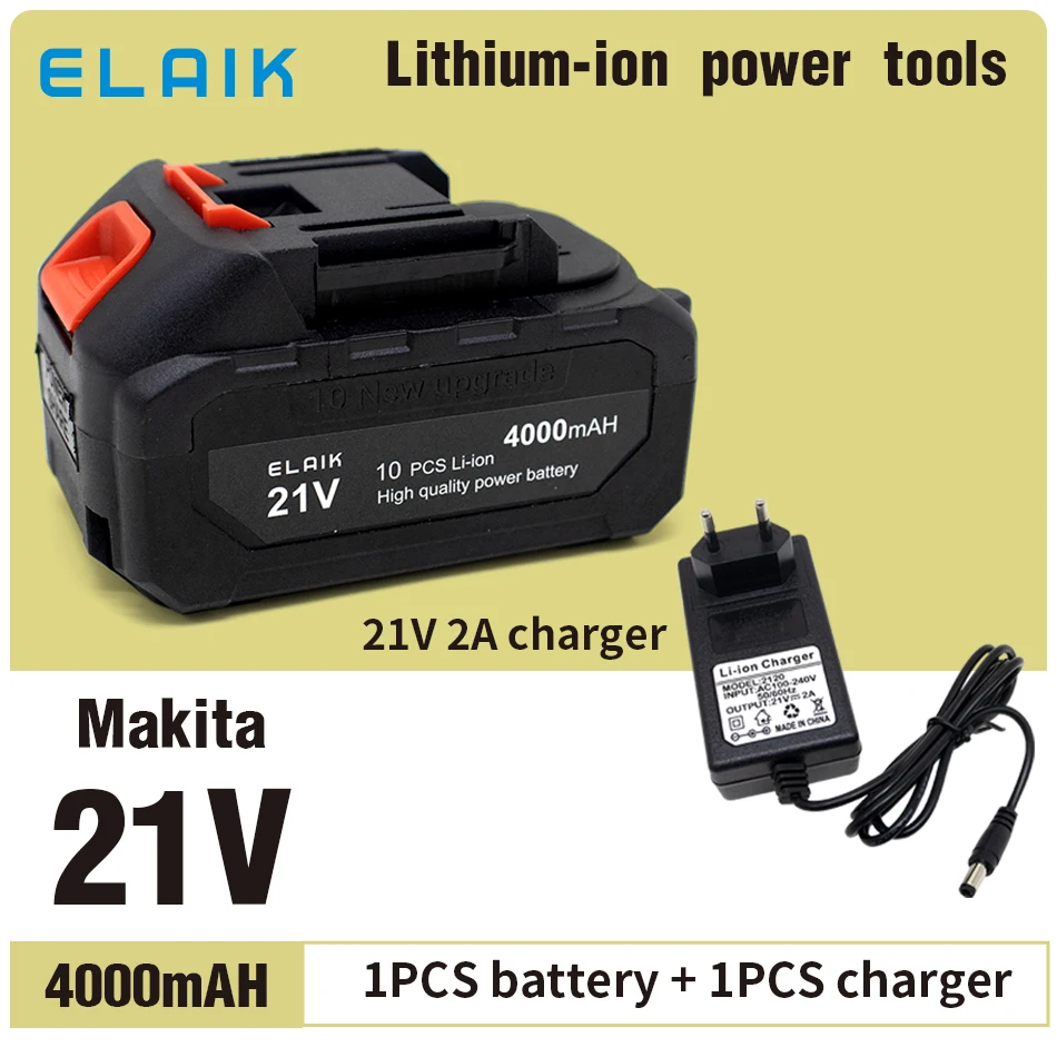 21V2A4A2000MAH Rechargeable lithium-ion battery High capacity cordless power tool battery, Makita 21V tool replacement battery