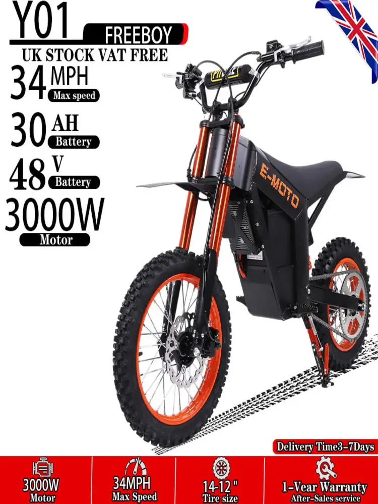 AliExpress FREEBOY New E-motorcycle Y01 3000W Motor 48V30AH Battery Outdoor off-road E-bike 14-12 inch tire Adult all-Terrain Electric Motorcycle