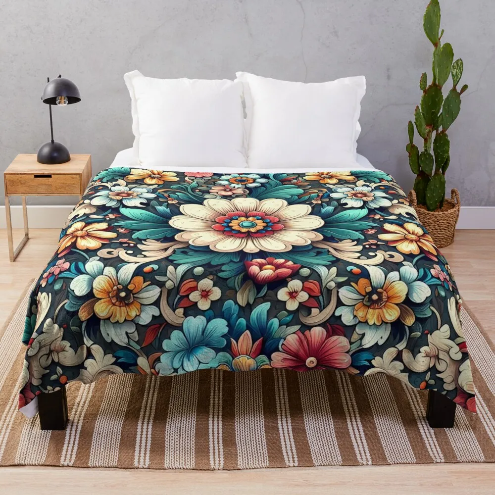 

Multicolor flowers Throw Blanket halloween Large Thermals For Travel Designers Blankets