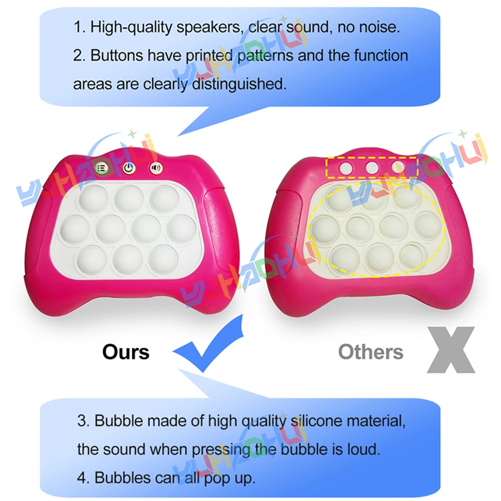 Quick Push Game Pop Up Fidget Bubbles Electronic Pop Light Game Anti-stress Toys for Adult Kid Sensory Toys Xmas Halloween Gifts