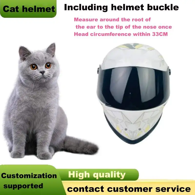 

Small Cat Motorcycle Helmet Full Face ABS Material White Geometric Pattern Mini Head Protecting Safe Hat Cat Helmet Accessory