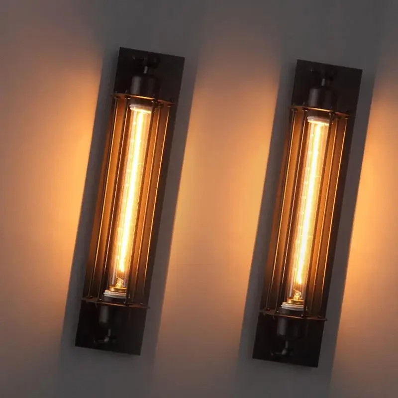 Retro LED E27 Black European Style Long Strip Wall Lamp Corridor Vintage Industrial Home Decoration Indoor Light