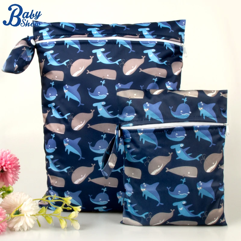 Babyshow 2pcs Cloth Diaper Wet Bags Waterproof Reusable Travel Beach Pool Daycare Soiled Baby Items Yoga Gym Bag for Kid & Mom