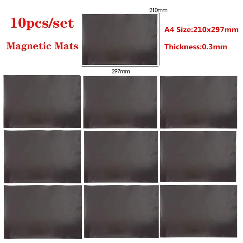 

10pcs/set Magnetic Sheets 21x29.7cm for Cut Die Storage Black Magnet Mats for Refrigerator Photo Picture Crafts Storaging 0.3mm