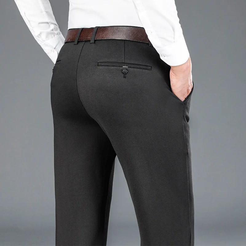 Pantaloni casual da uomo primavera e autunno 2024 gamba dritta elastico non stirante pantaloni da lavoro di mezza età e anziani